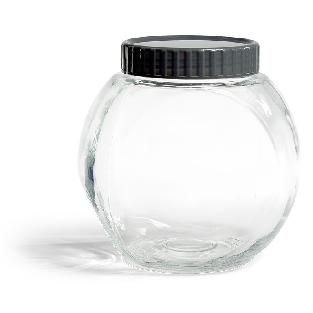 Pot en verre transparent avec couvercle plastique - 17,5x12,5xH.17cm