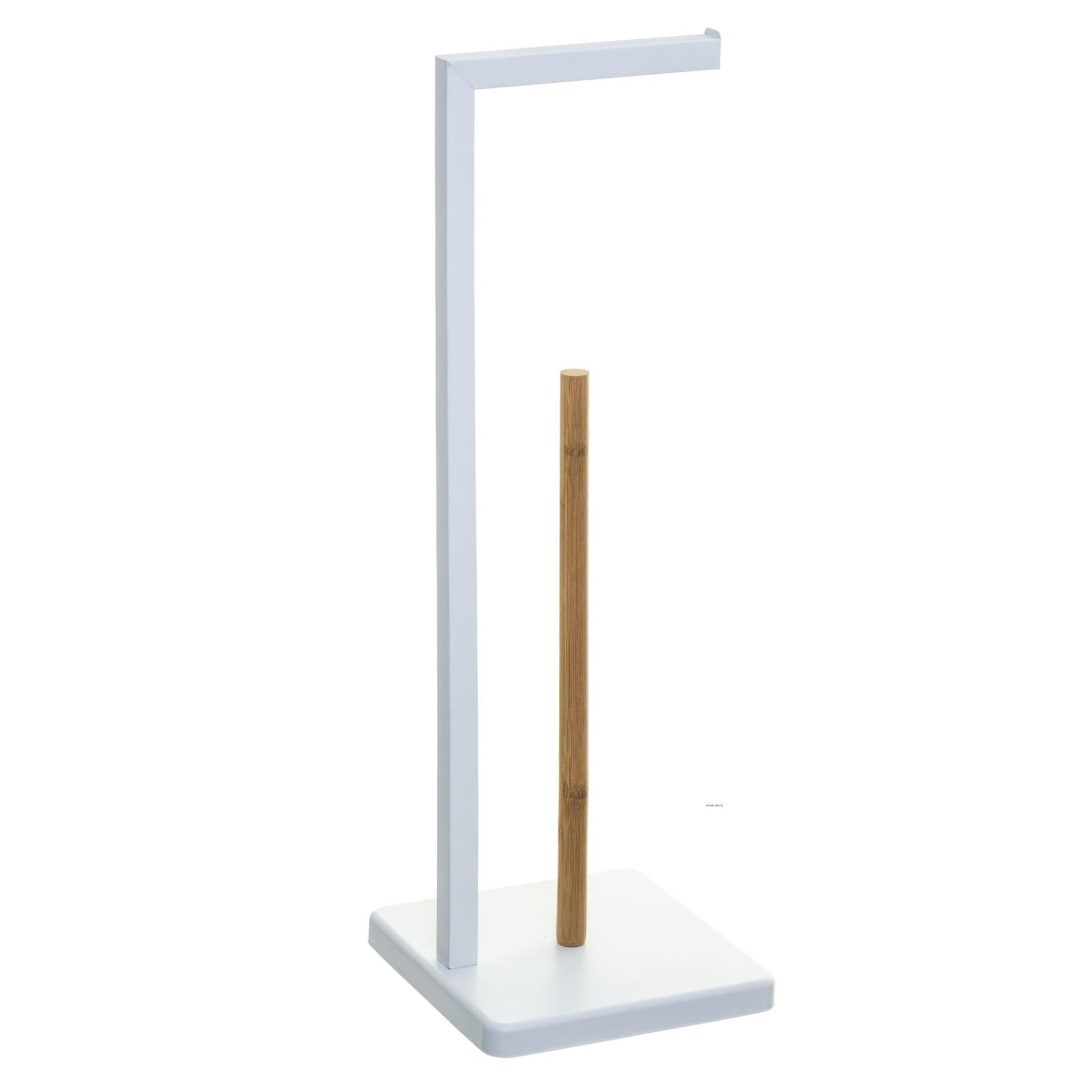 - Dérouleur papier WC avec réserve métal blanc et bambou
