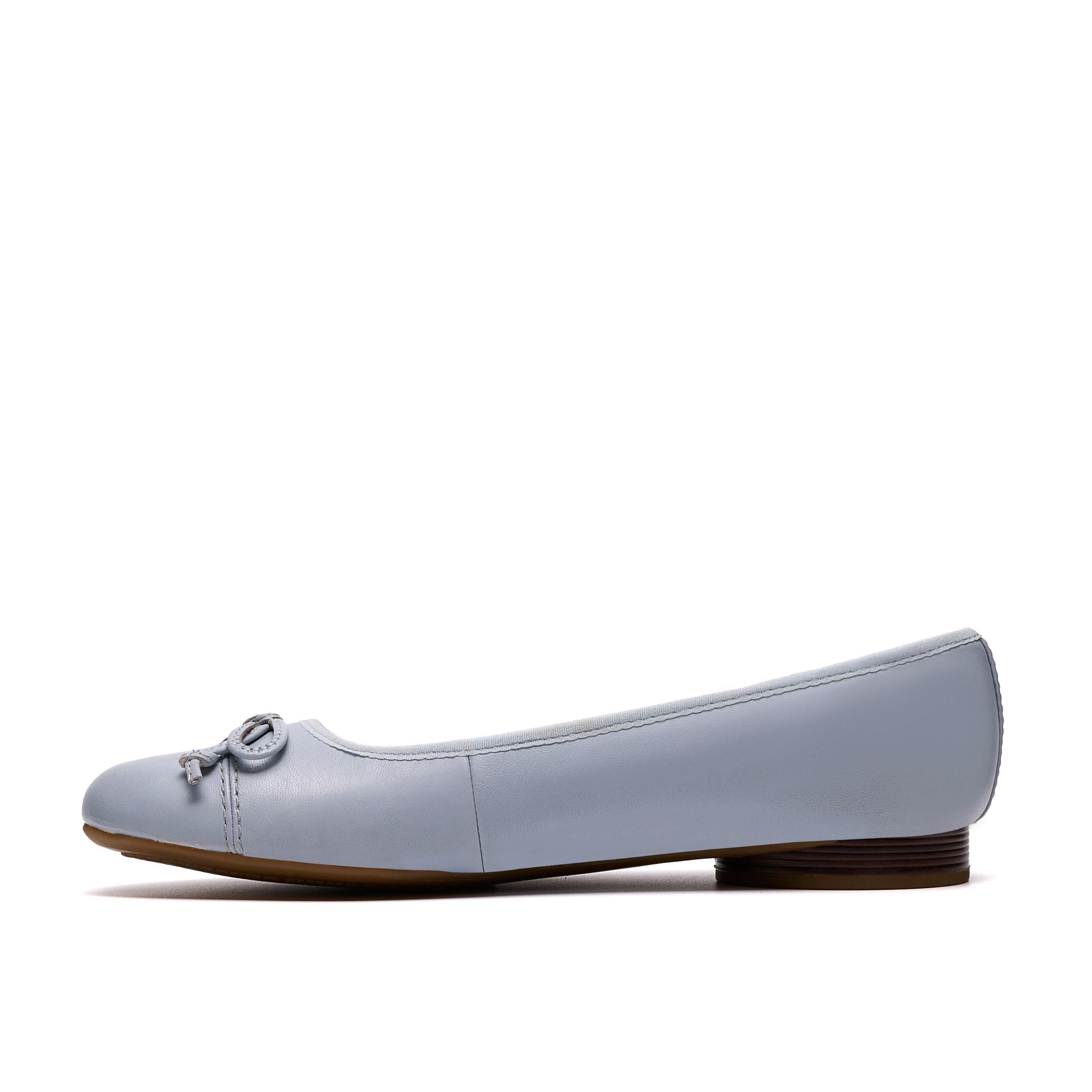 Clarks Loreleigh Rae Light Blue Leather Slip Ons,Ballet Pumps