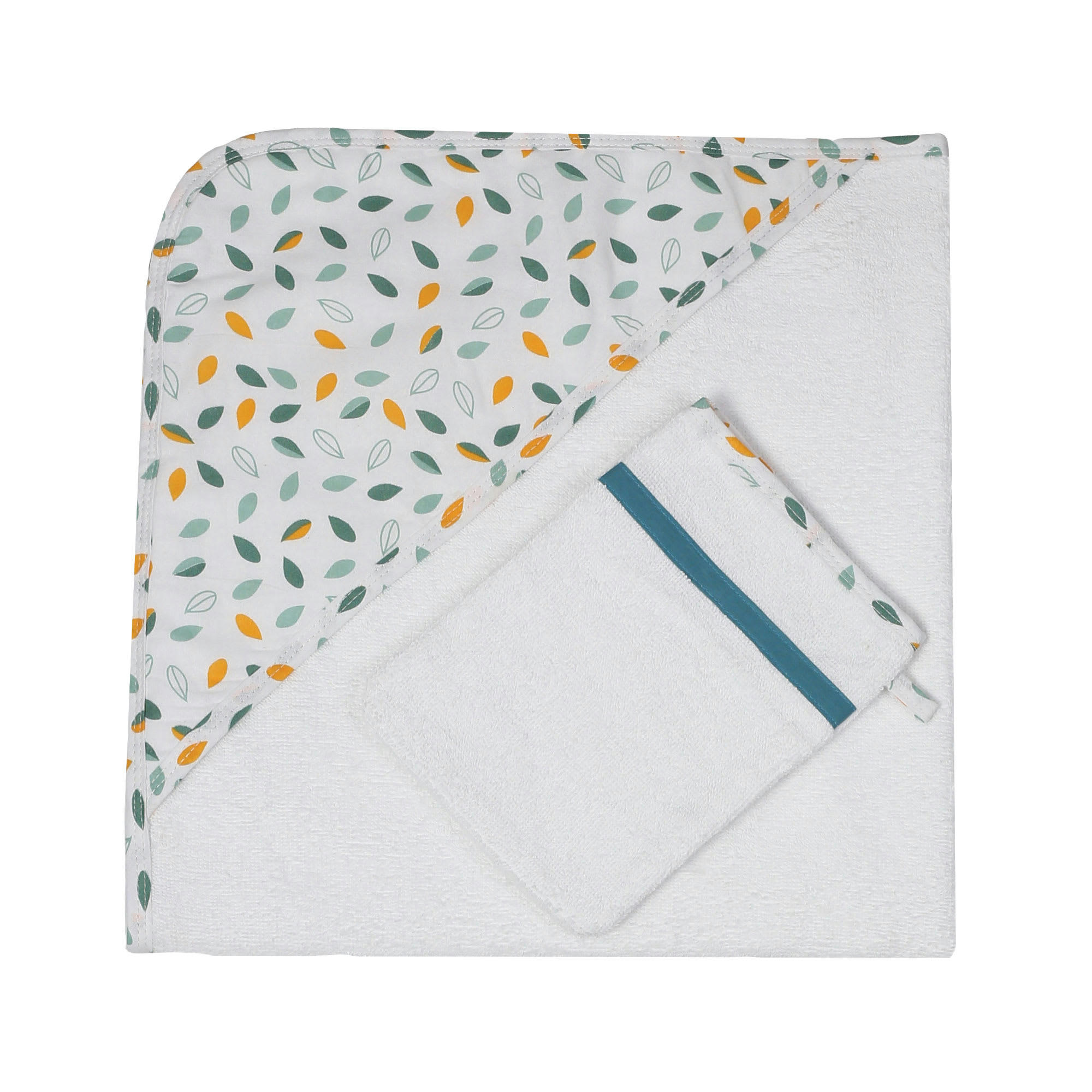 - Set de bain bébé - modèle feuilles bébé 70X70 cm Blanc