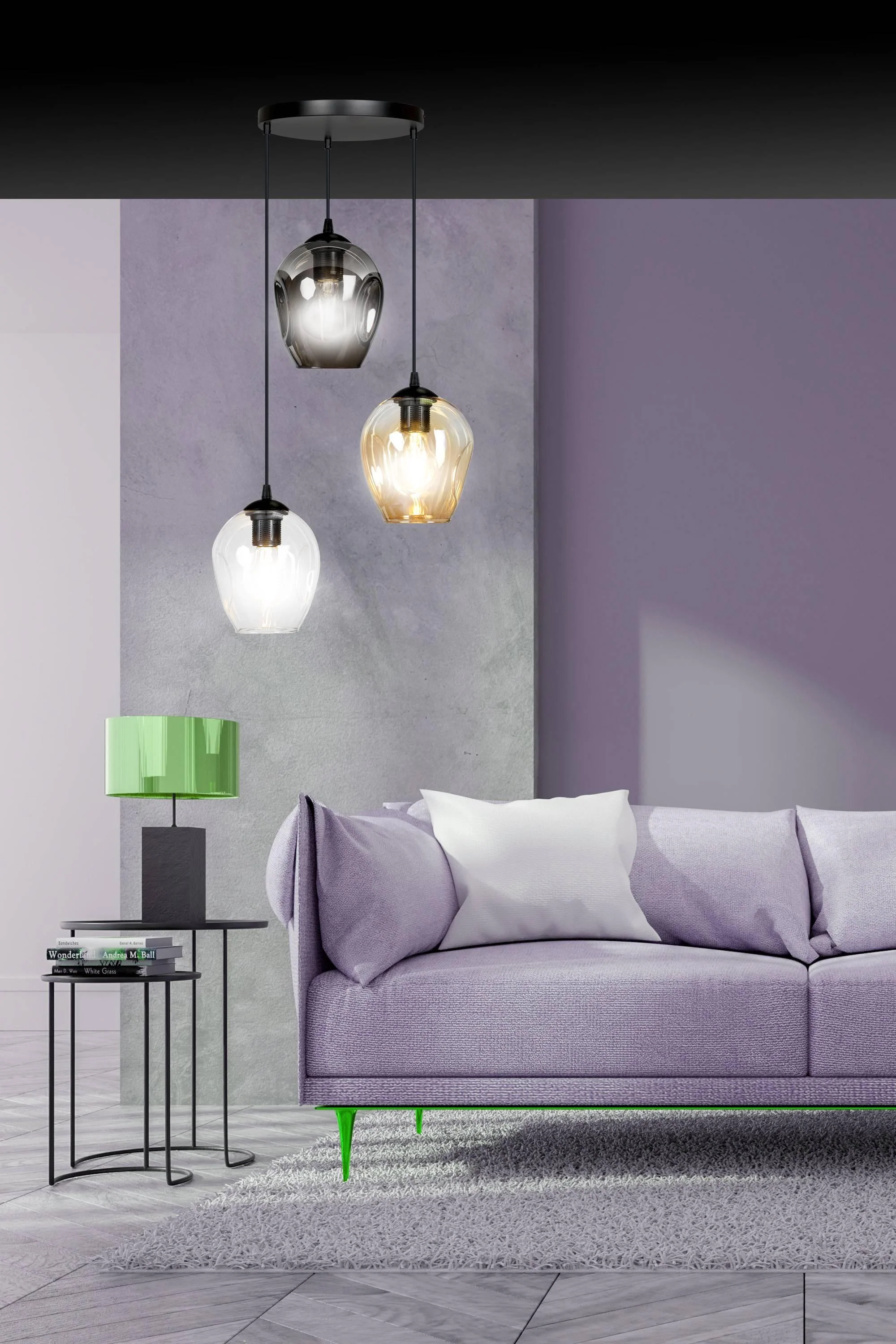 3-lichts hanglamp Noah rond