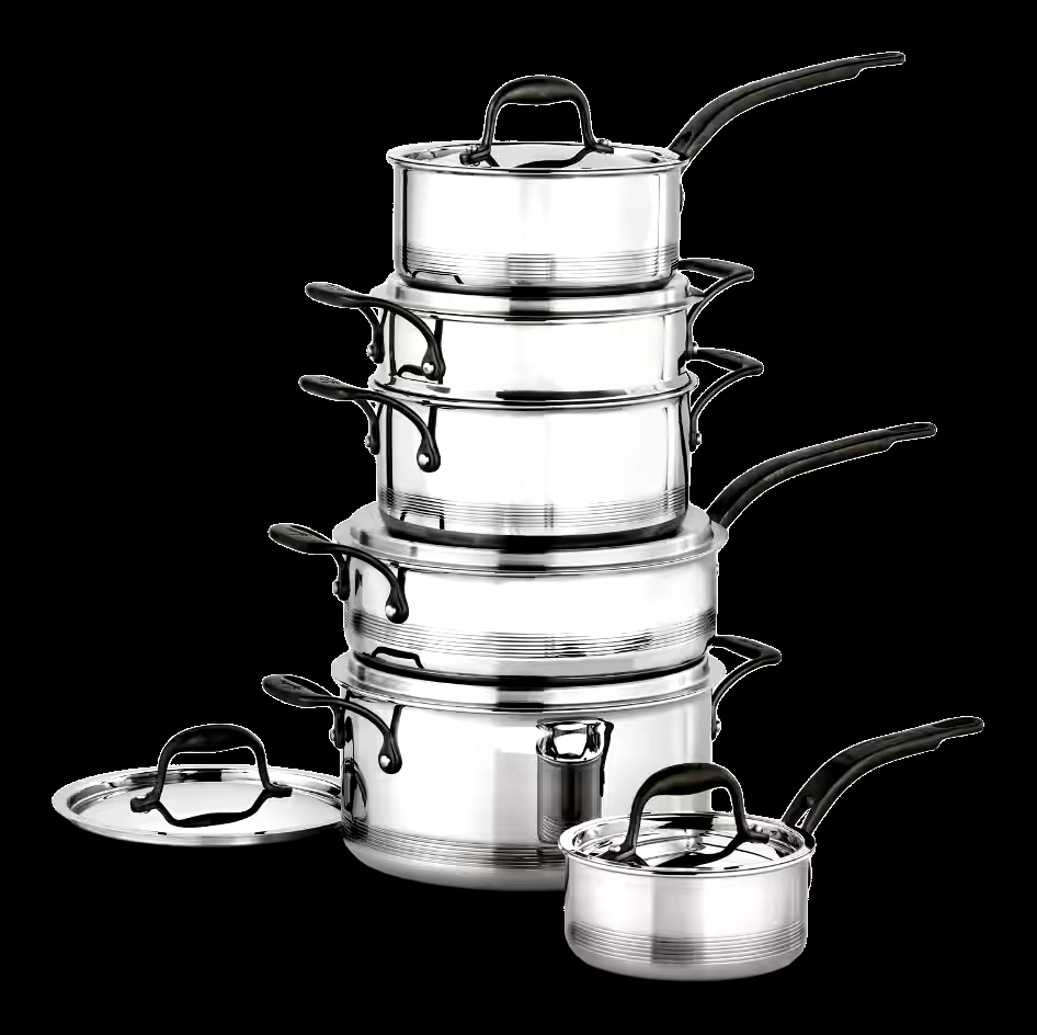 Lagostina Elite Clad Stainless Steel Cookware Set, 7-Ply, Oven Safe, 12-pc