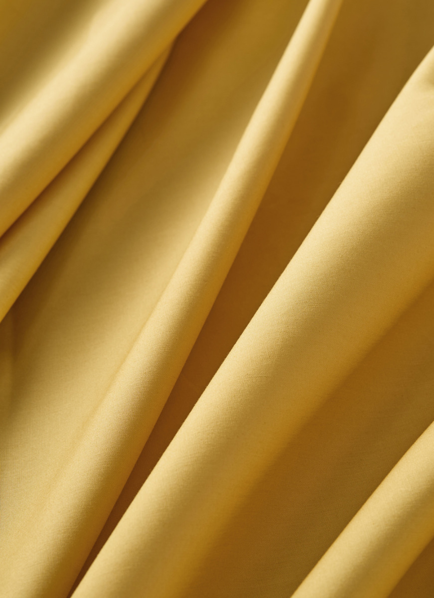 DRAP PLAT UNI EN PERCALE DE COTON MOUTARDE