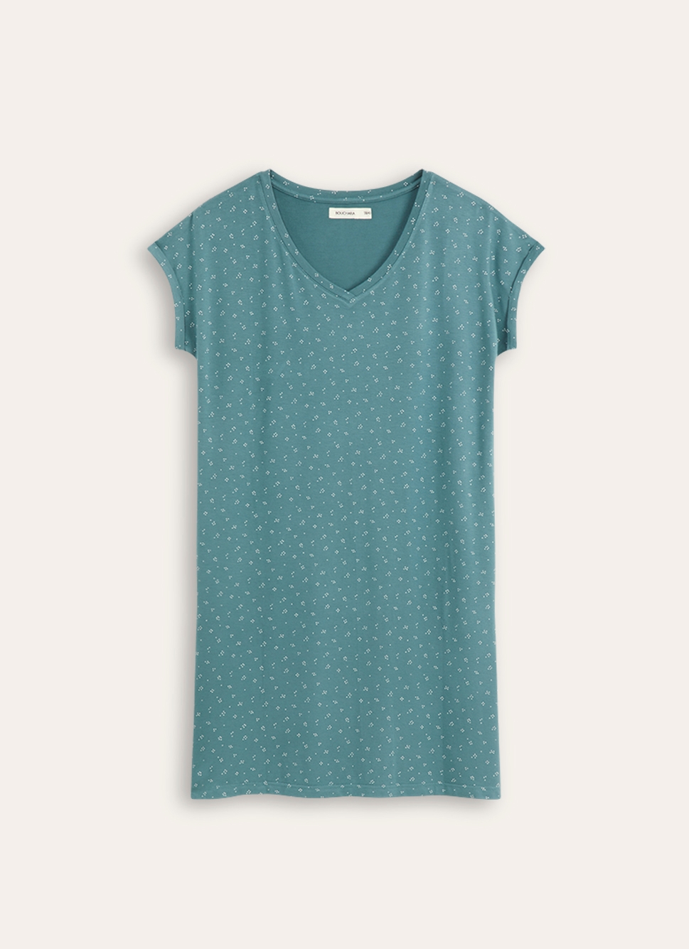 CHEMISE DE NUIT LONGUE POIS BLANC