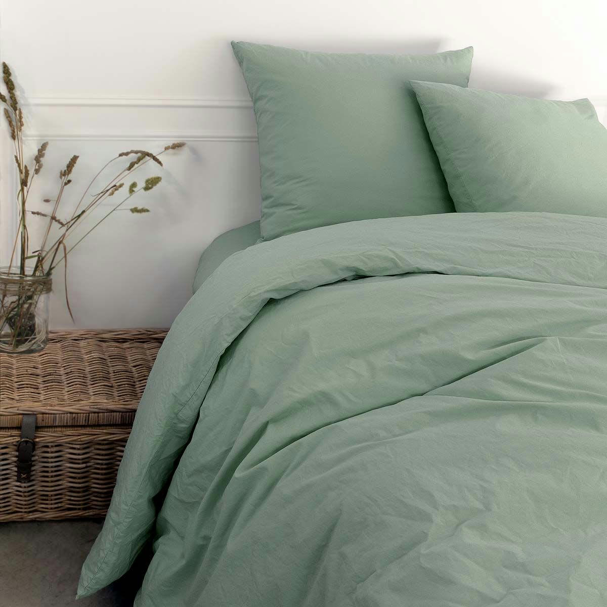 NINON - Taie d'oreiller percale lavée Vert