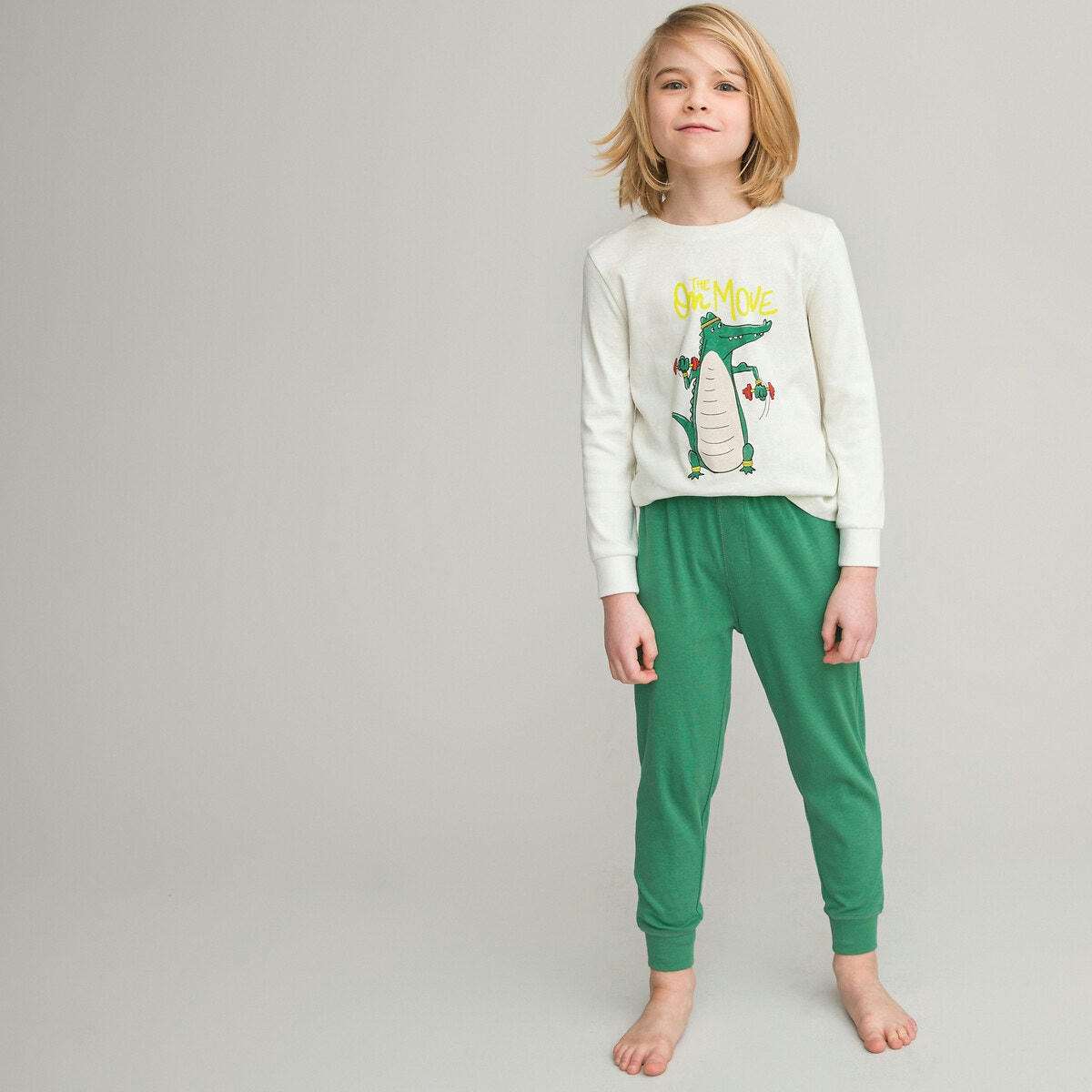 Pyjama en côte imprimé crocodile en coton