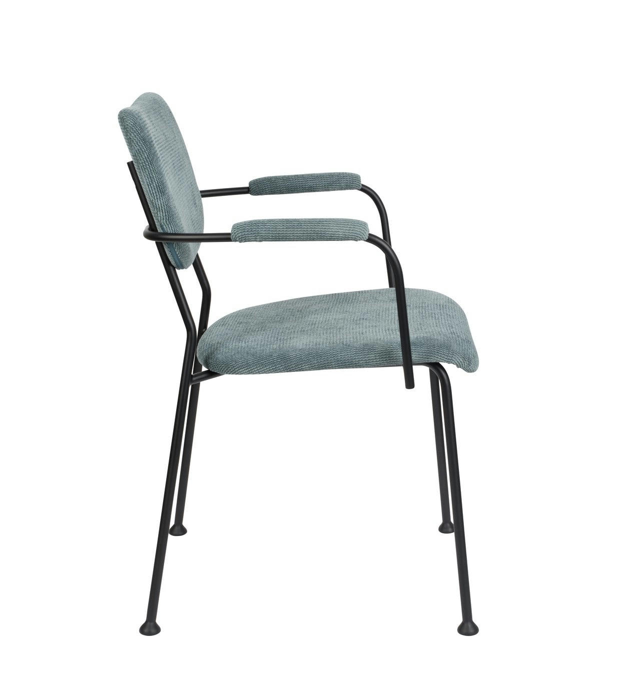 BENSON - Chaise accoudoirs velours bleu gris