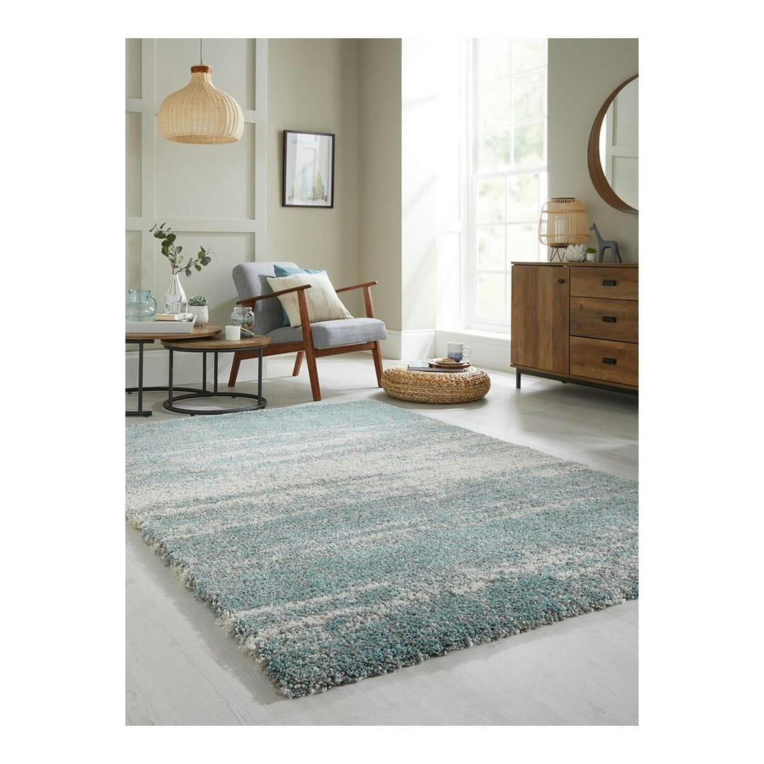 REZA - Tapis géométrique design en polypropylène bleu 160x230