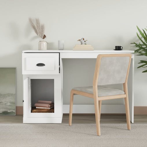 NNEVL Desk with Drawer White 115x50x75 cm Engineered Wood