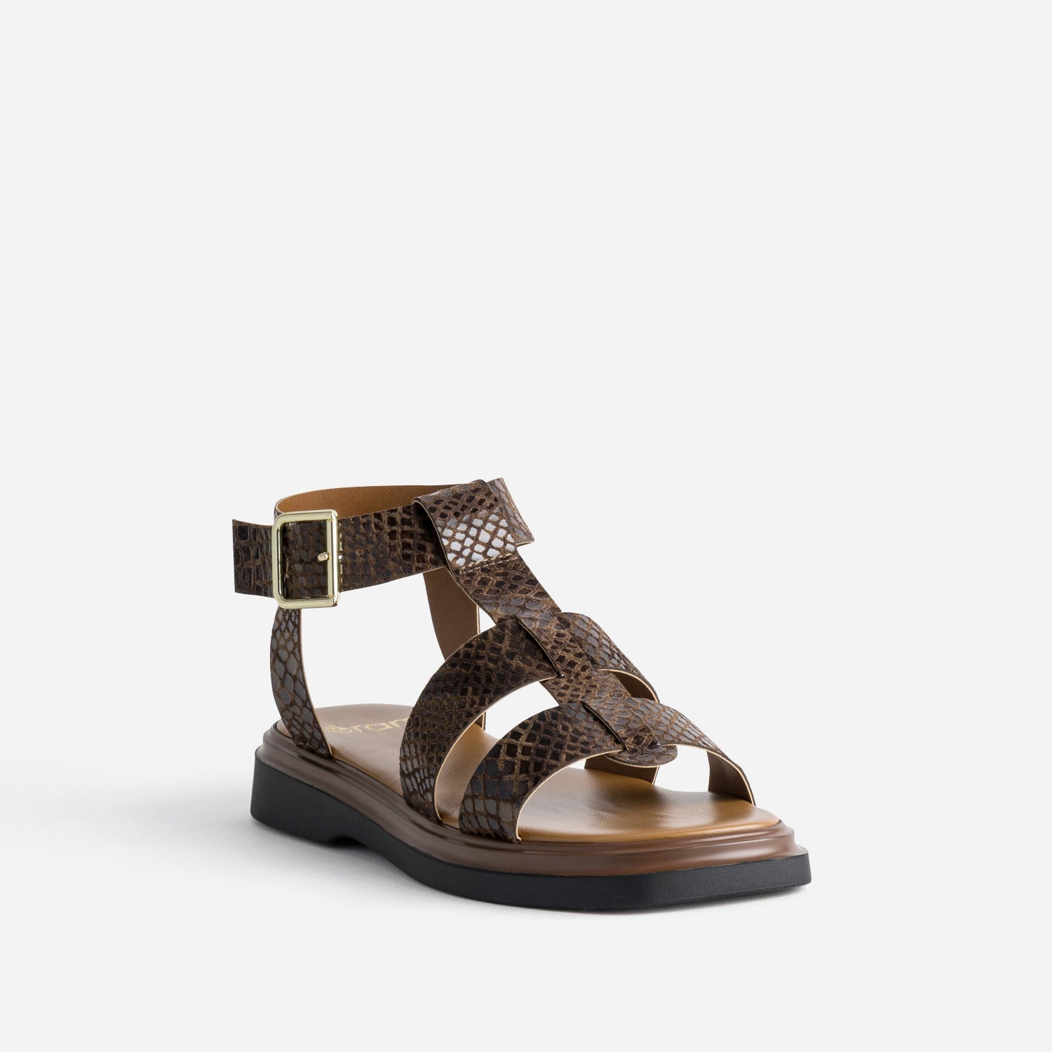 Sandale marron effet python