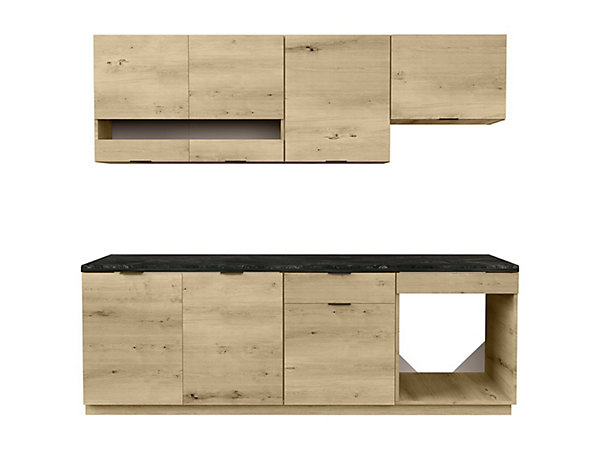 Cuisine complète - Avec plan de travail 200 cm - Naturel et Anthracite - CARMEO