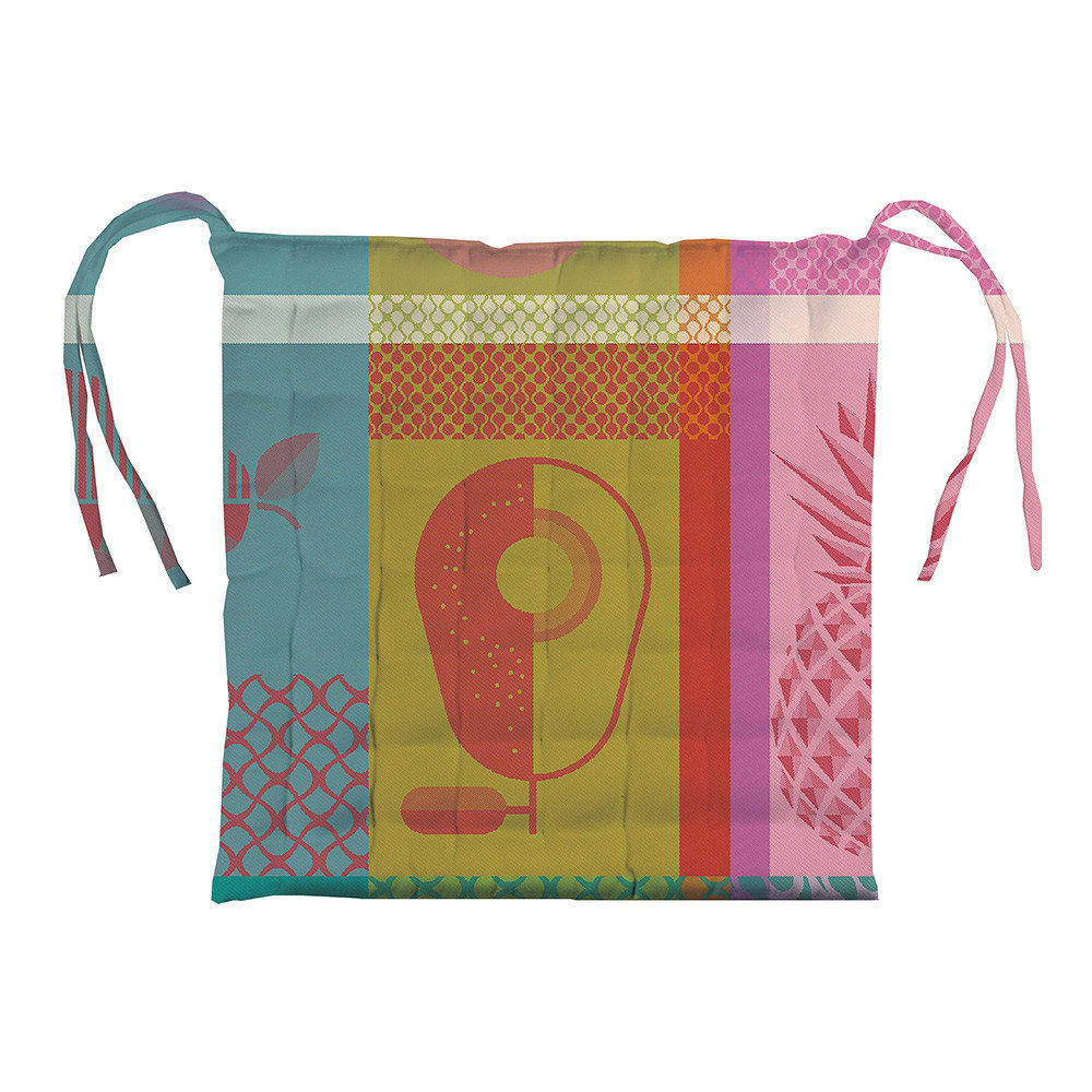 MILLE FRUITS D ETE SMOOTHIE - Galette de chaise enduit imperméable pur coton multicolore 38X38