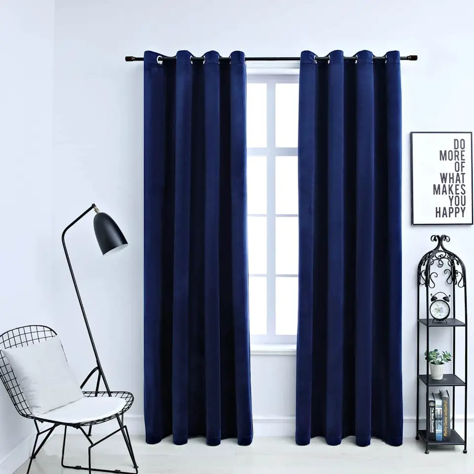 vidaXL - Gordijn - Blauw - Fluweel - 140 x 175 cm - 2 stuks