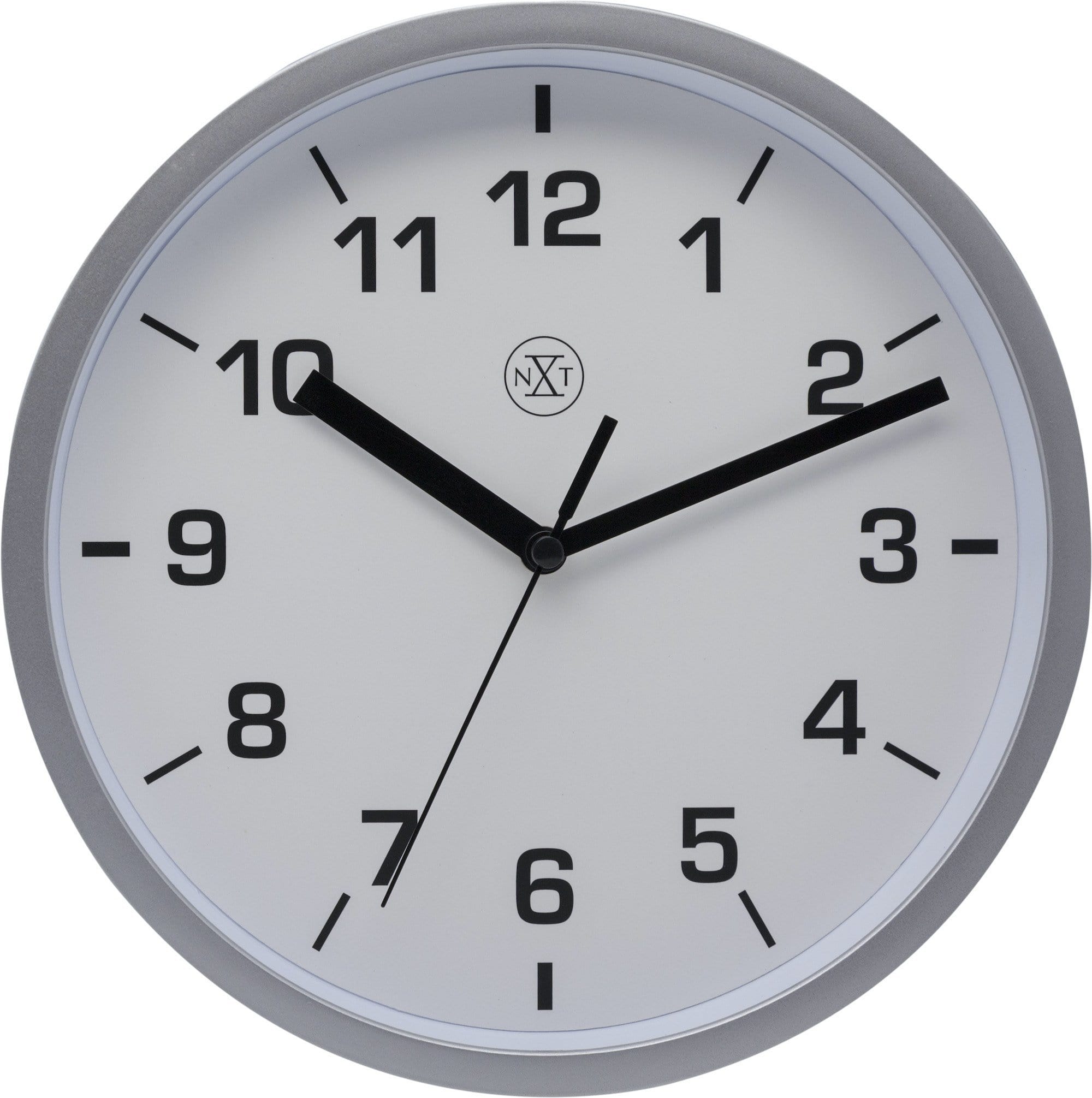 NeXtime - nXt - Wandklok - 20cm - Plastic - Zilver - 'Easy Small'