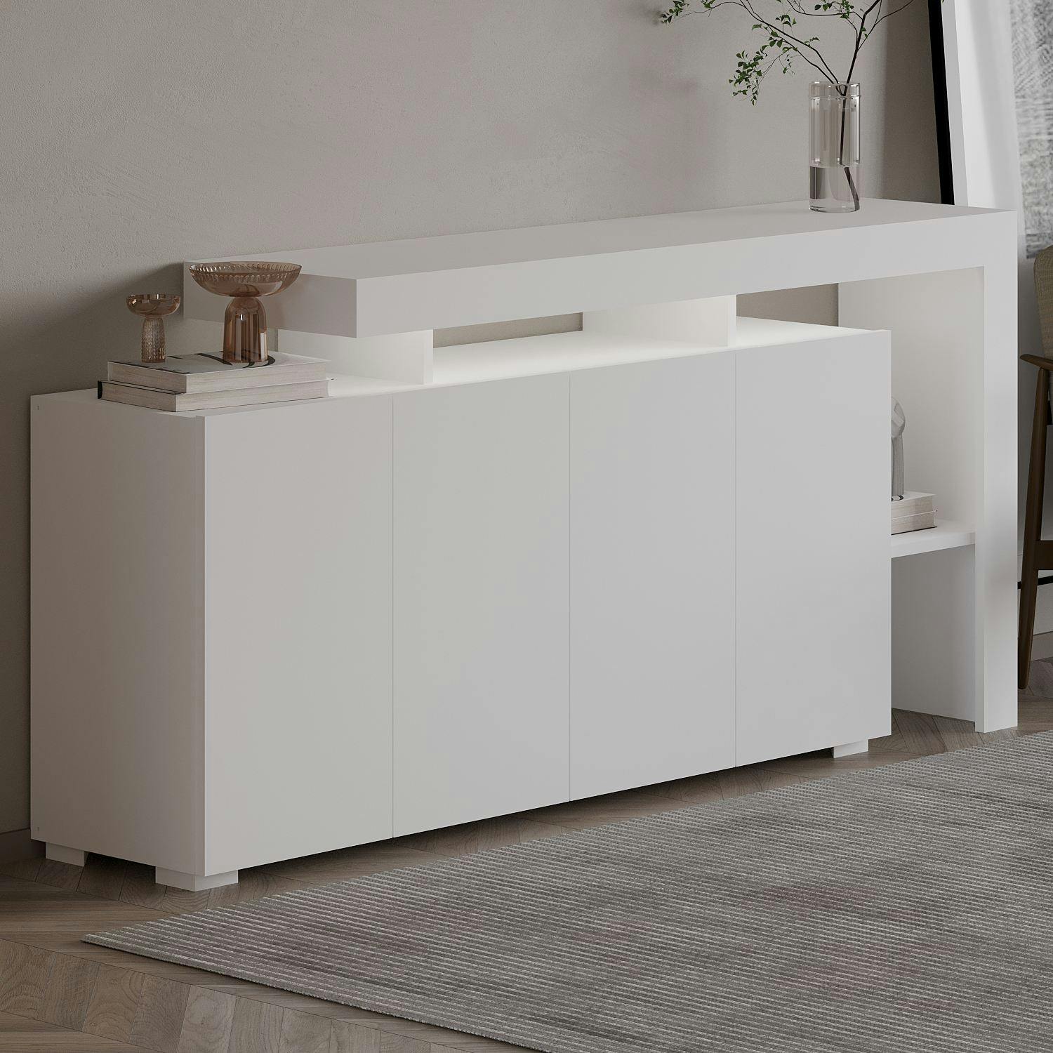 Buffet blanc 4 portes à cadre ouvert AURA