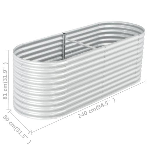 NNEVL Garden Raised Bed 240x80x81 cm Galvanised Steel Silver