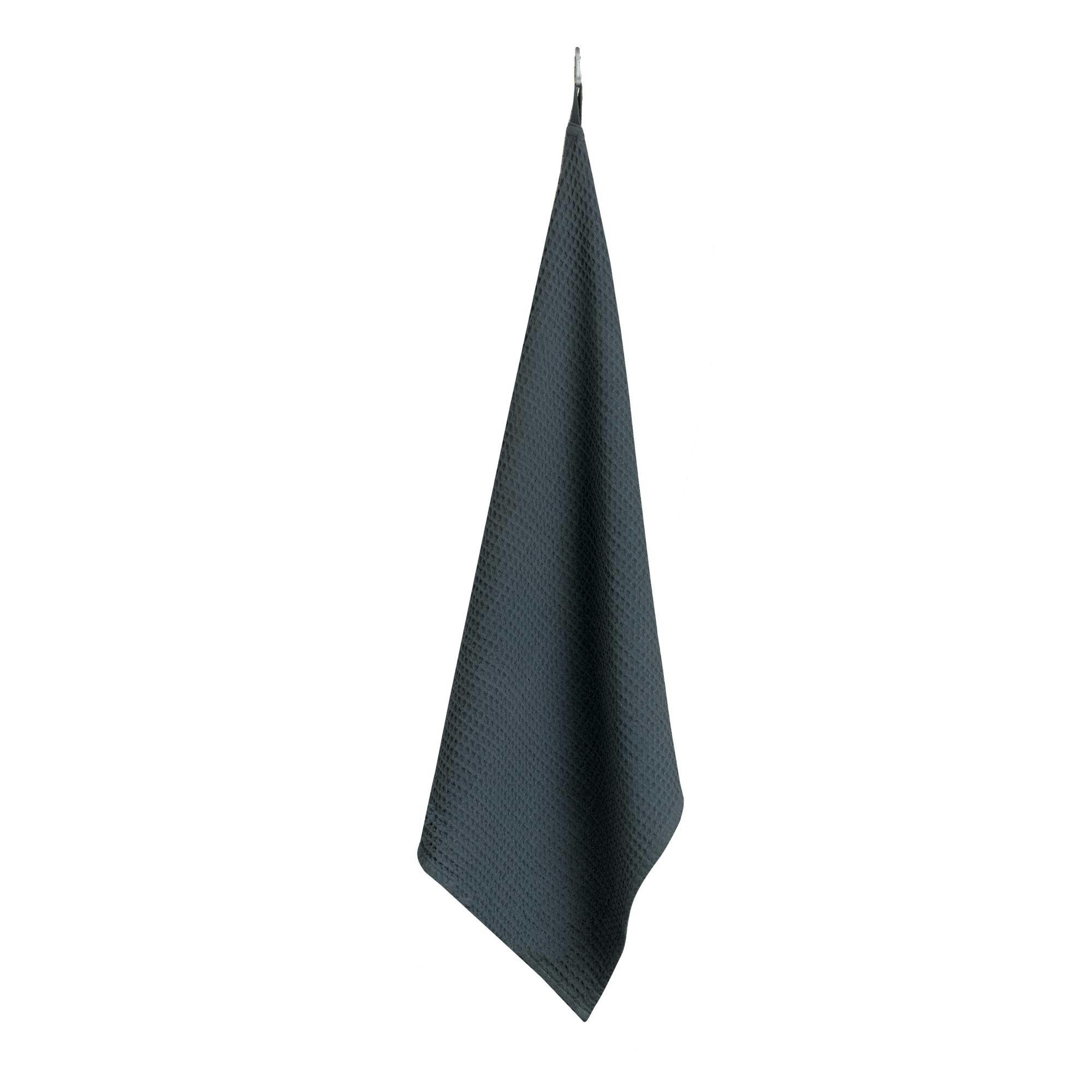 MUMBA - Torchon nid d'abeille uni  en coton ombre 50 x 70