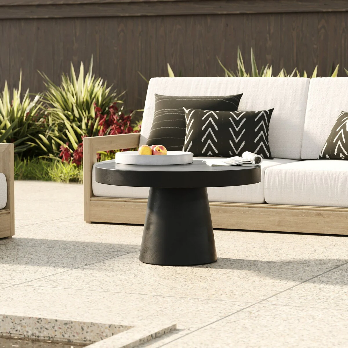 Modrest Desoto Modern Black Concrete Round Coffee Table