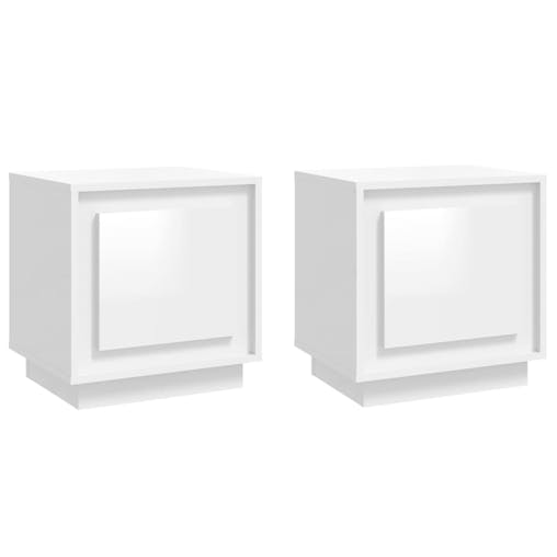 NNEVL Bedside Cabinets 2pcs HighGlossWhite 44x35x45cm EngineeredWood