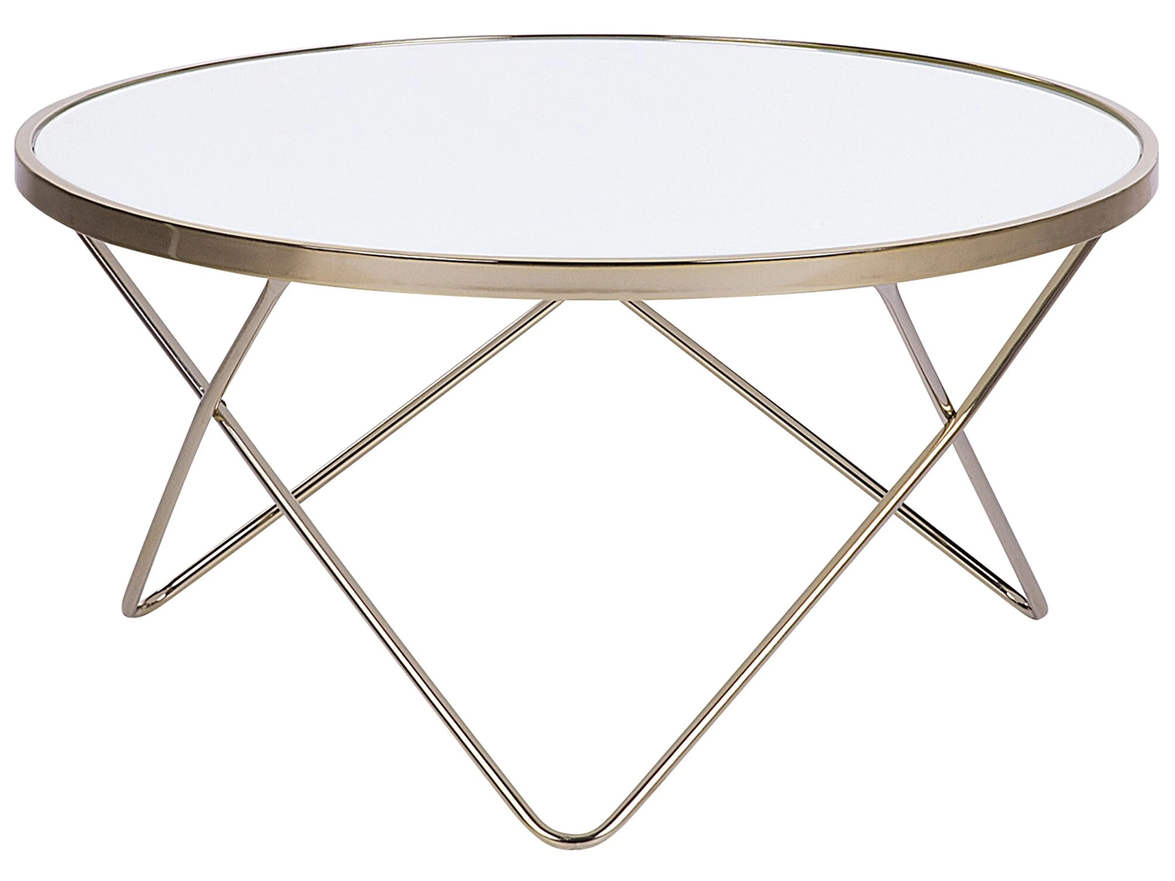 Coffee Table MERIDIAN Tempered Glass White/ Gold