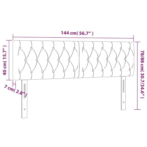 NNEVL LED Headboard Dark Grey 144x7x78/88 cm Fabric