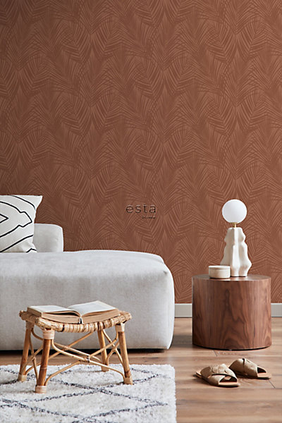 ESTAhome papier peint feuilles de palmier terracotta 53 cm x 10.05 m