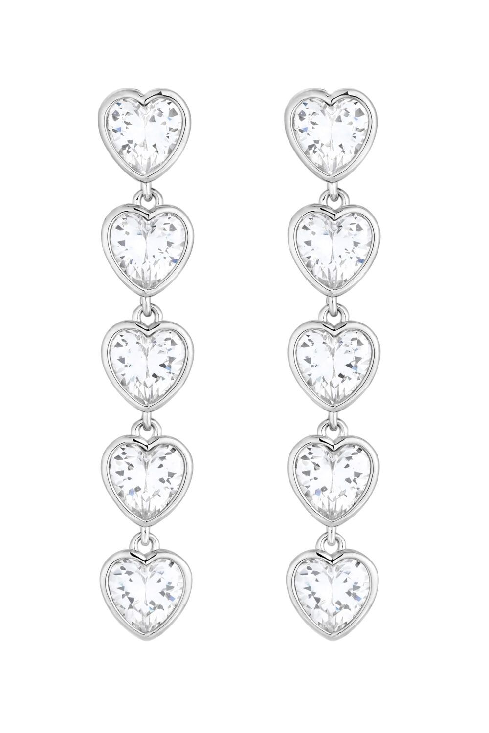Jon Richard Rhodium Plated Cubic Zirconia Heart Earrings - Gift Boxed