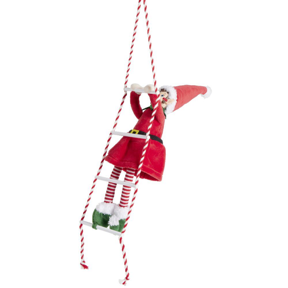 Lutin farceur fille grimpeur échelle H40cm
