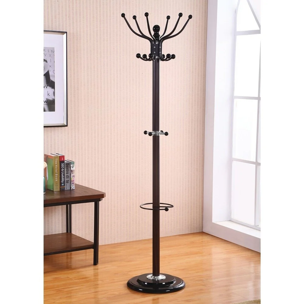 Home Source Millwright Coat Stand - Walnut Finish - 15x15x70H