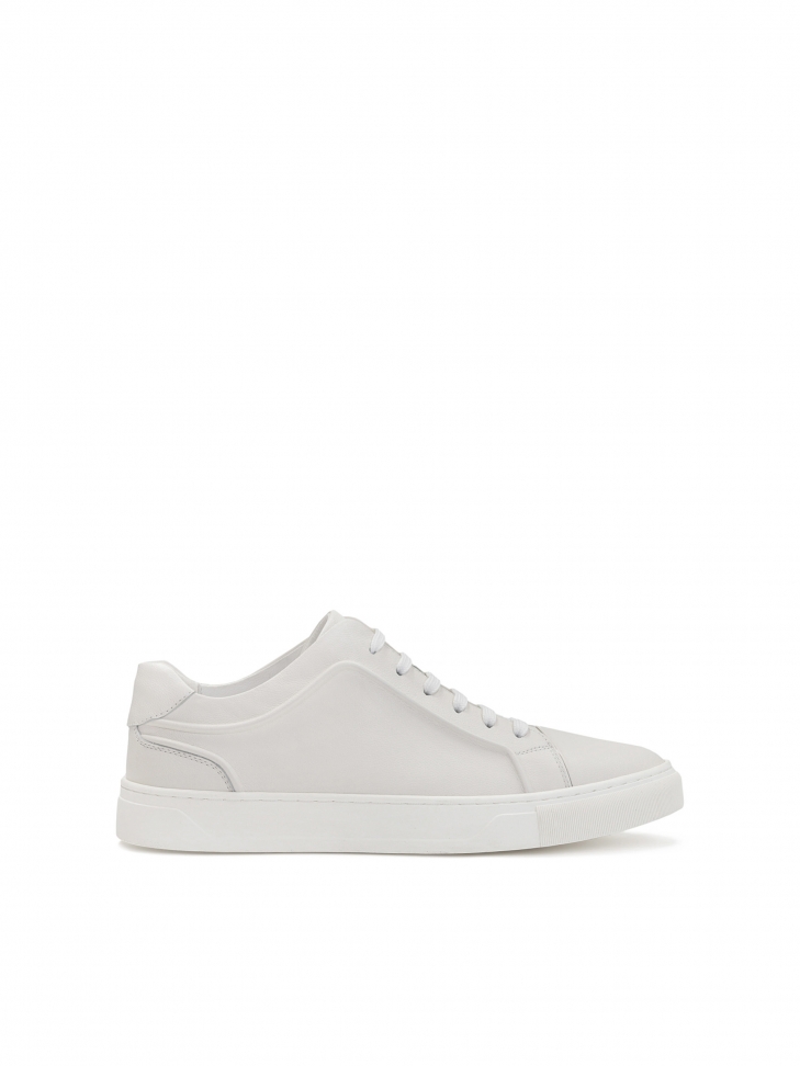 Men's minimalistic off-white leather sneakers