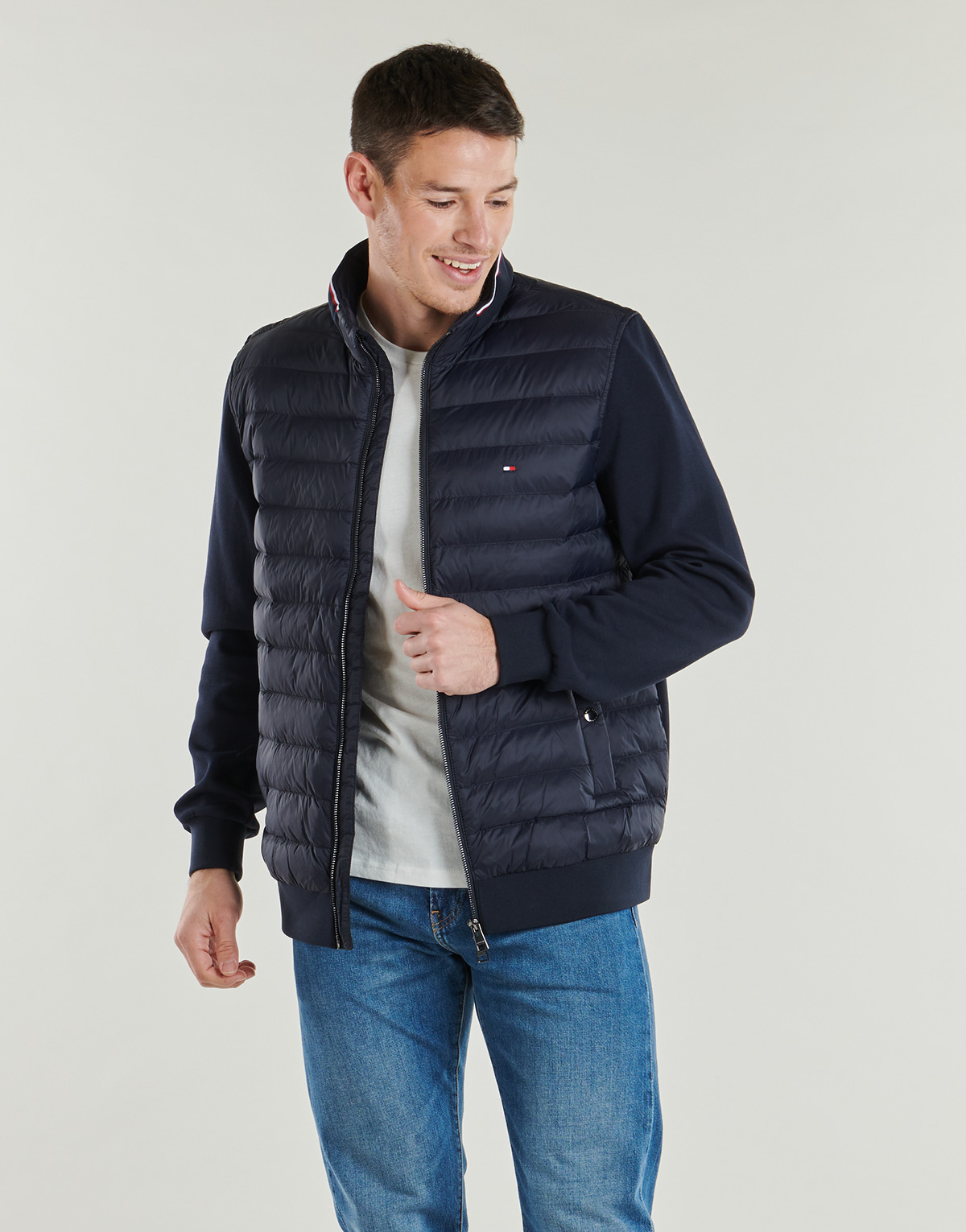 Tommy Hilfiger - MIX MEDIA ESS RWB STAND COLLAR - Marine
