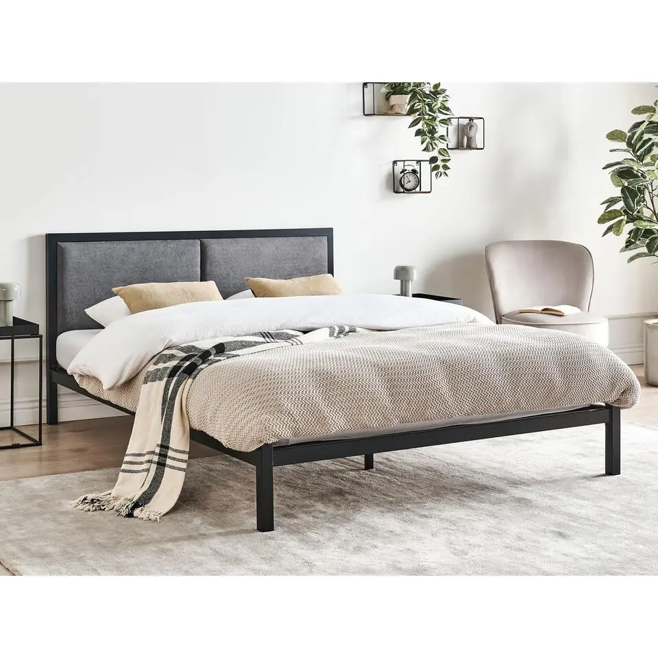 CLAMART - Tweepersoonsbed - Zwart/Grijs - 140 x 200 cm - Metaal