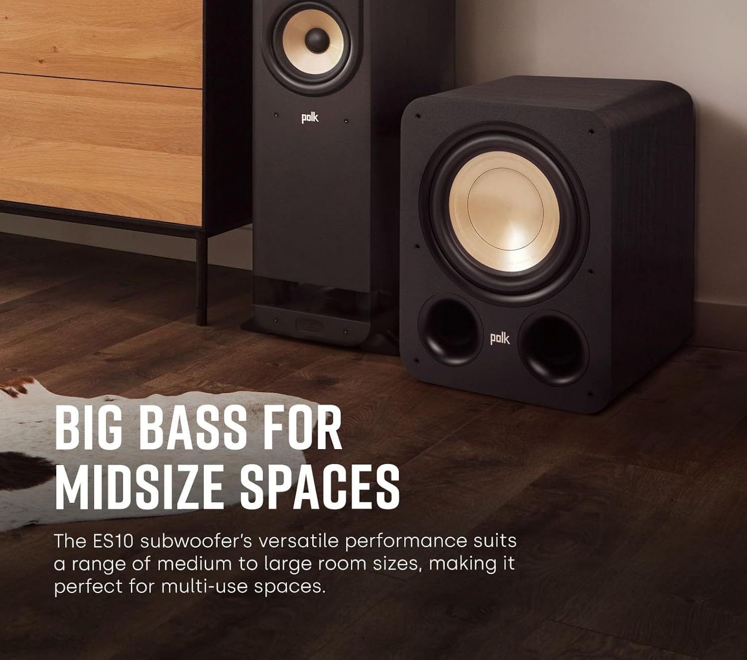 Polk Audio Signature Elite ES10 Powered Subwoofer (Black), 10 Long-Throw Woofer with Mineral-Filled Polymer Cone, 200W Class D Amplifier, Front Firing Home Subwoofer, Time-Smart Phase Control