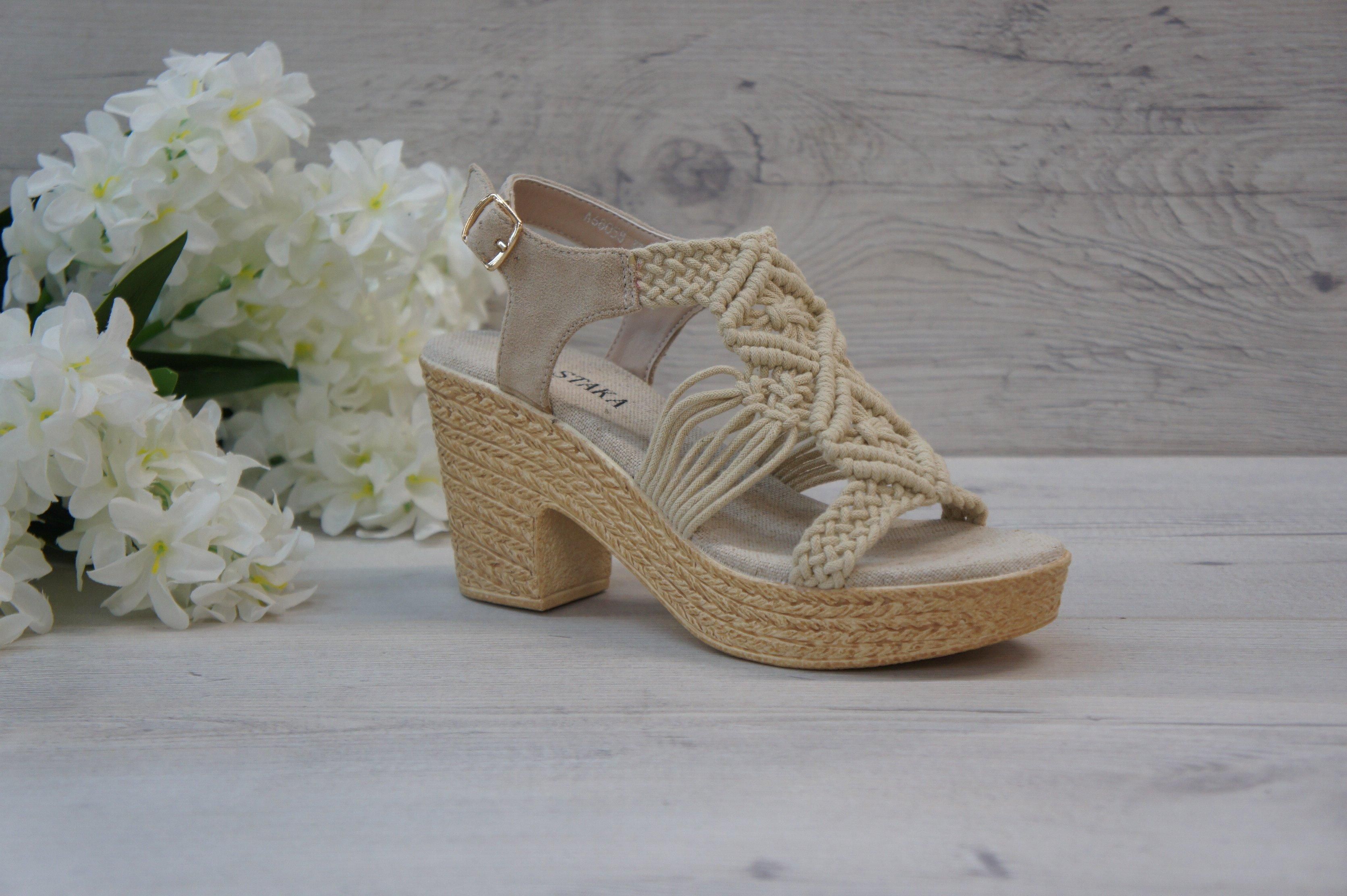 IVACHY Summer Braided Strappy Beaded Espadrille Wedge Heels Sandals cushioning…