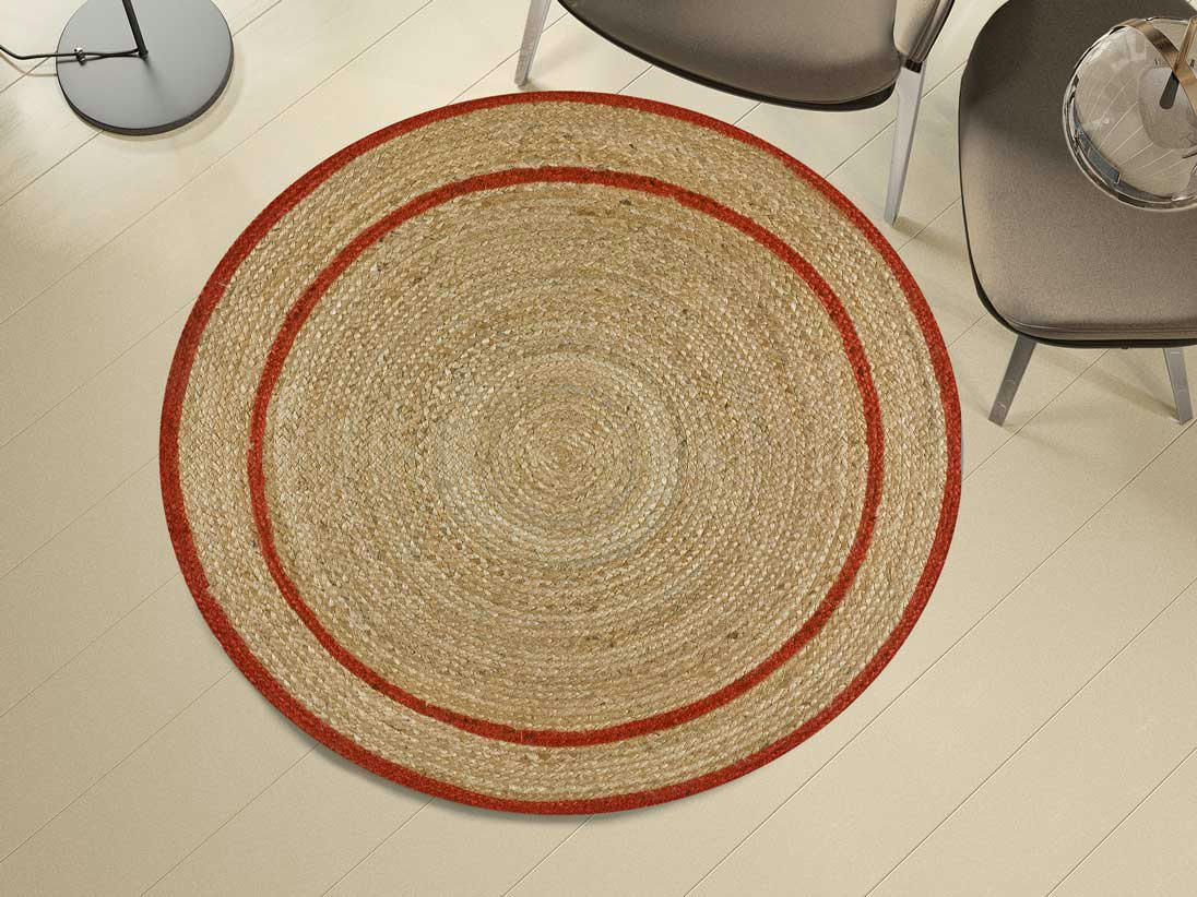 MAHON - Tapis rond de jute terracotta, 120X120 cm
