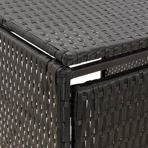 NNEVL Triple Wheelie Bin Shed Black 207x80x117 cm Poly Rattan