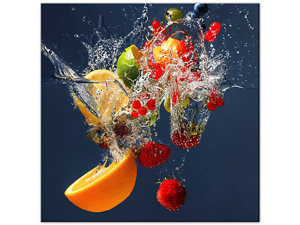 DECLINA, Tableau toile imprimée, déco cuisine, Cadre carré déco de fruits , 100x100 cm