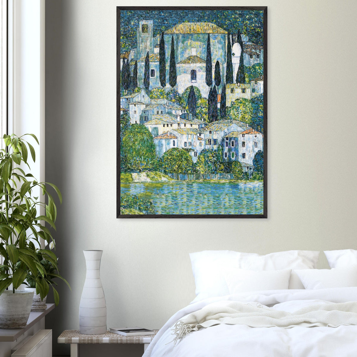 Artfulprints Poster Gustav Klimt - Church in Cassone  - 70x100 cm - Donkergroen