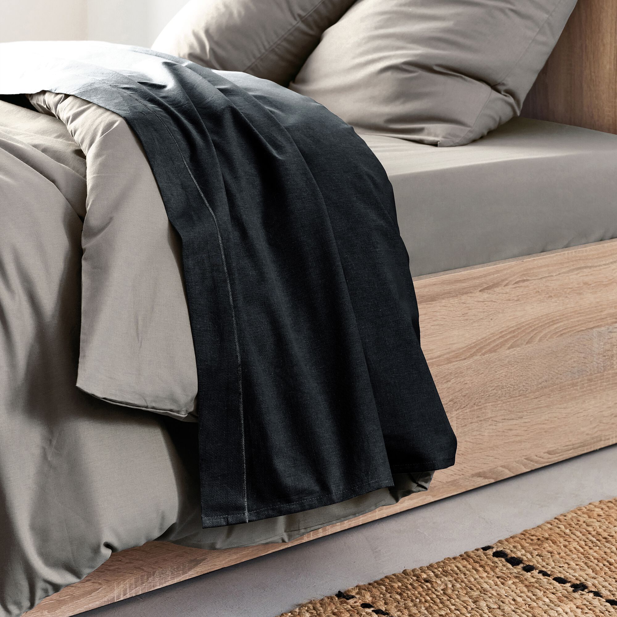 CALANQUES - Drap plat en coton 270x300cm - gris calabrun