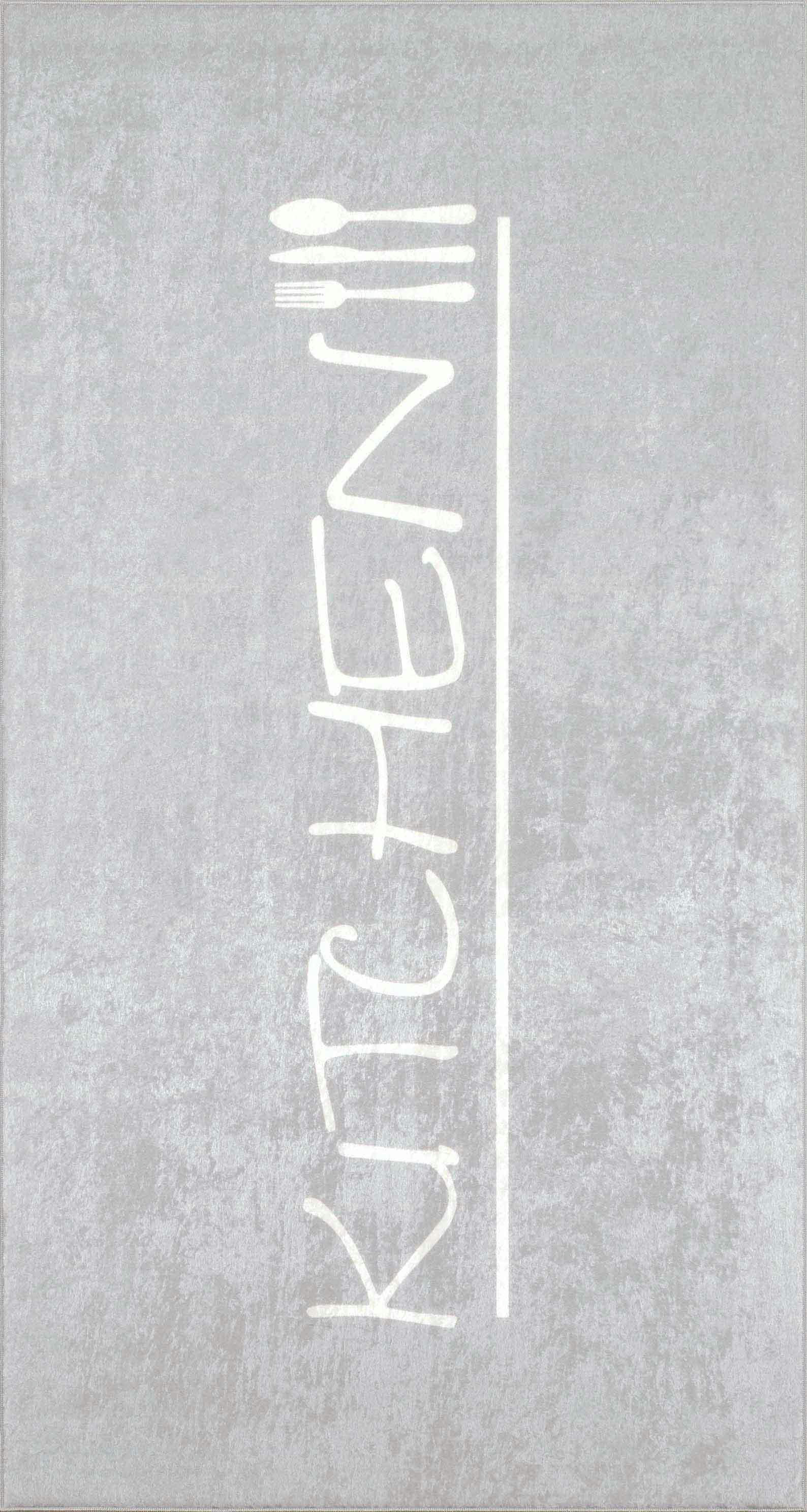 KITCHEN - Tapis de cuisine gris motif kitchen 70x180