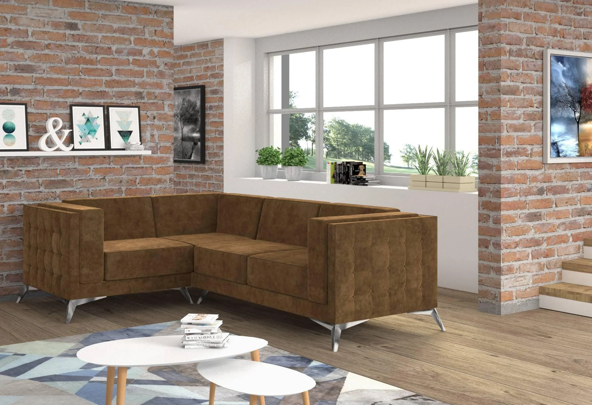 3-zitshoekbank Gusto links velvet