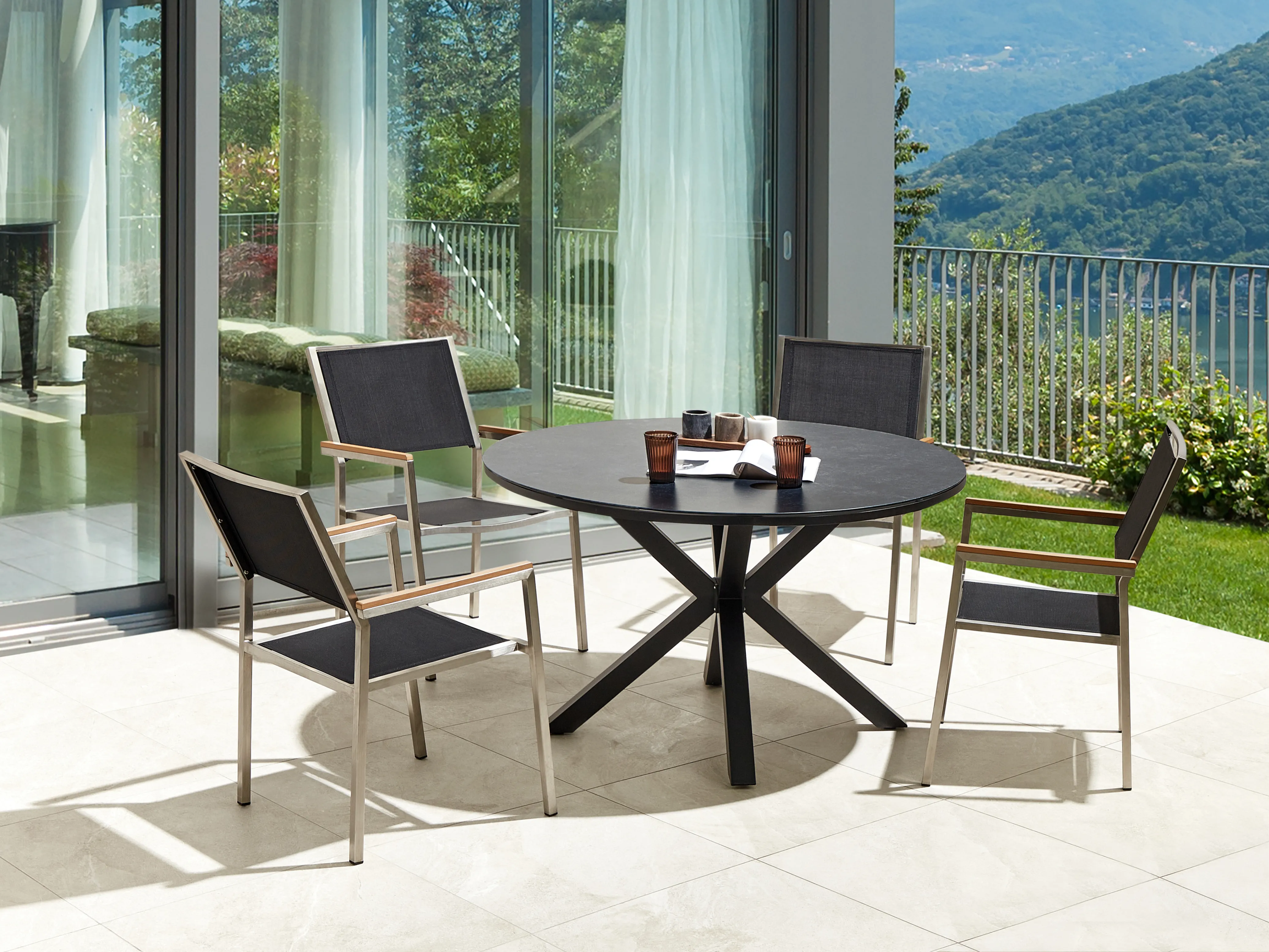 Garden Dining Set 4 Seater MALETTO/GROSSETO Metal Black