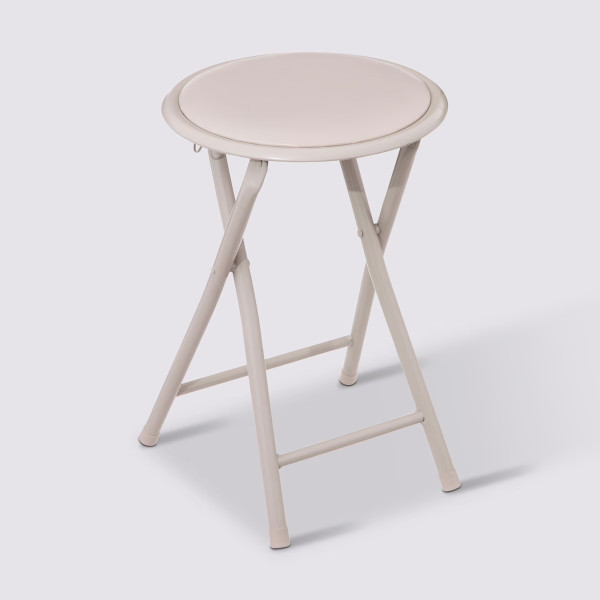 Stołek składany Yaiza beżowy 30 x 45 cm ze stali i PVC