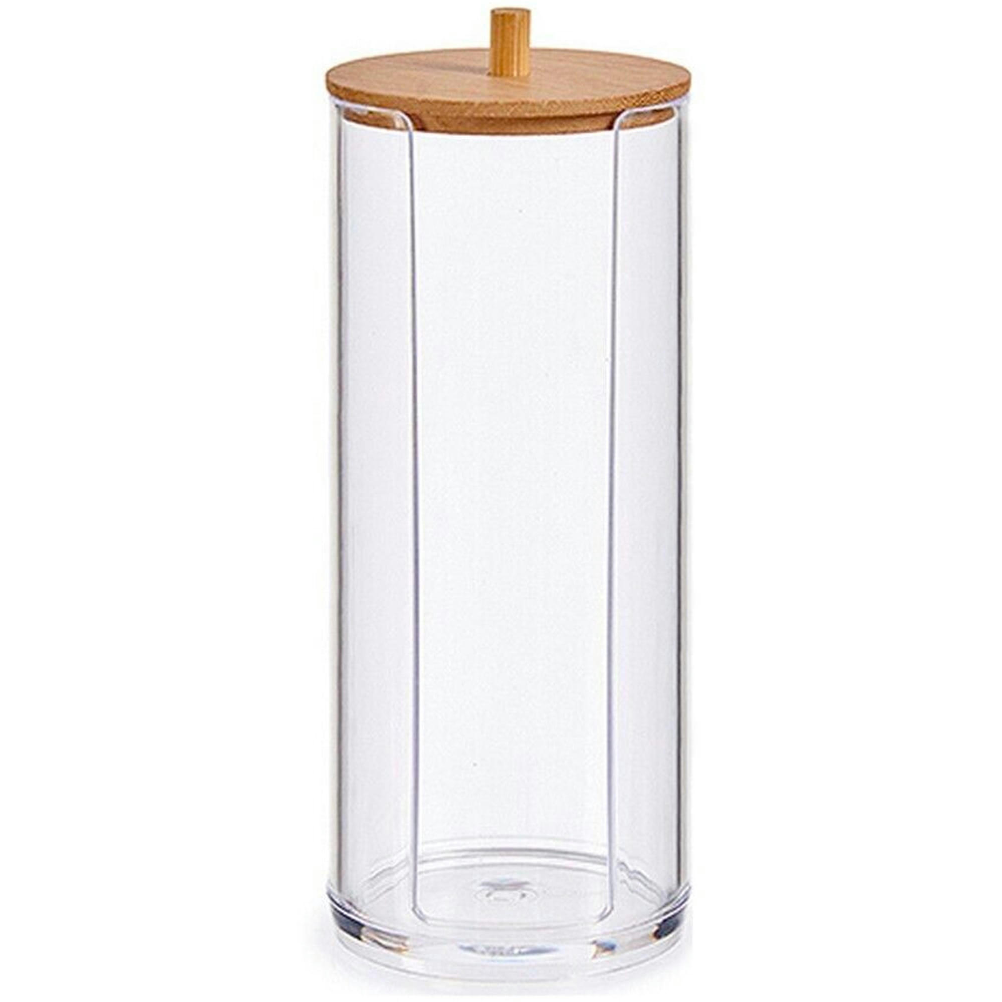 - Distributeur disques de coton transparent et bambou 7x7x19cm