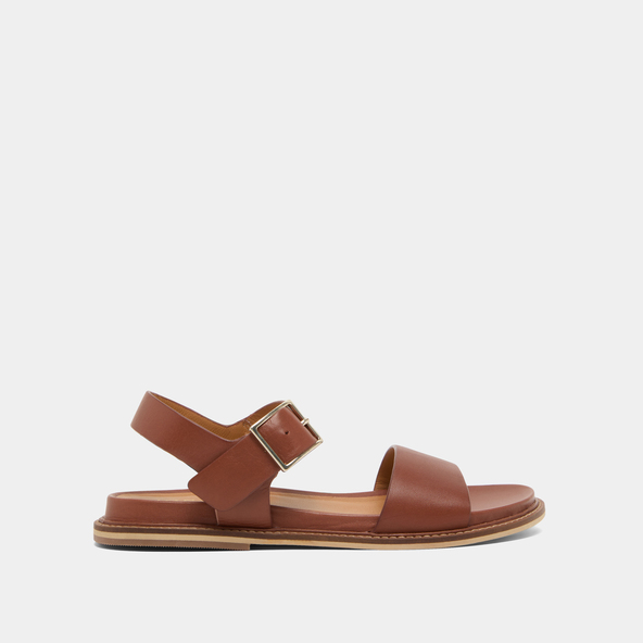 Sandales à brides et bouts ouvertsen cuir cognac | ACCO