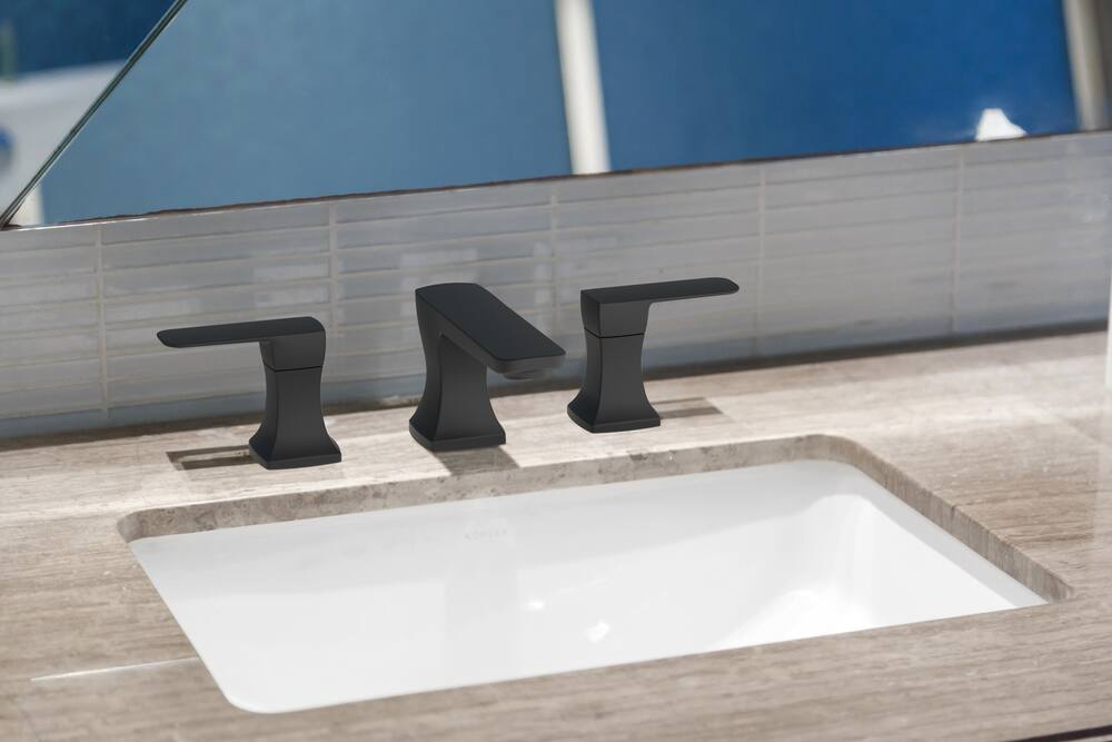 Danze Aztek Double Handle Widespread 8-in Centerset Bathroom Sink Faucet with Pop-up Drain, Matte Black