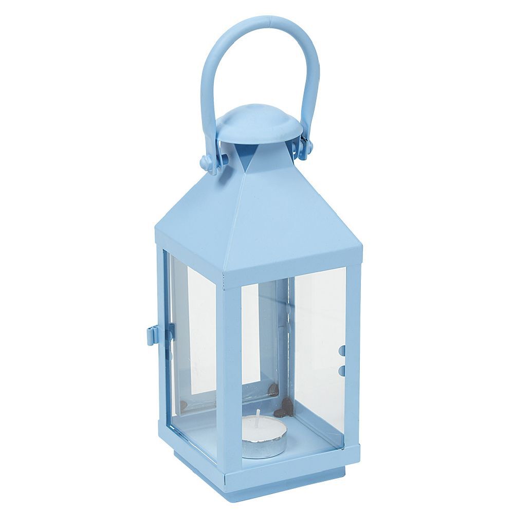 Lanterne photophore en métal bleu