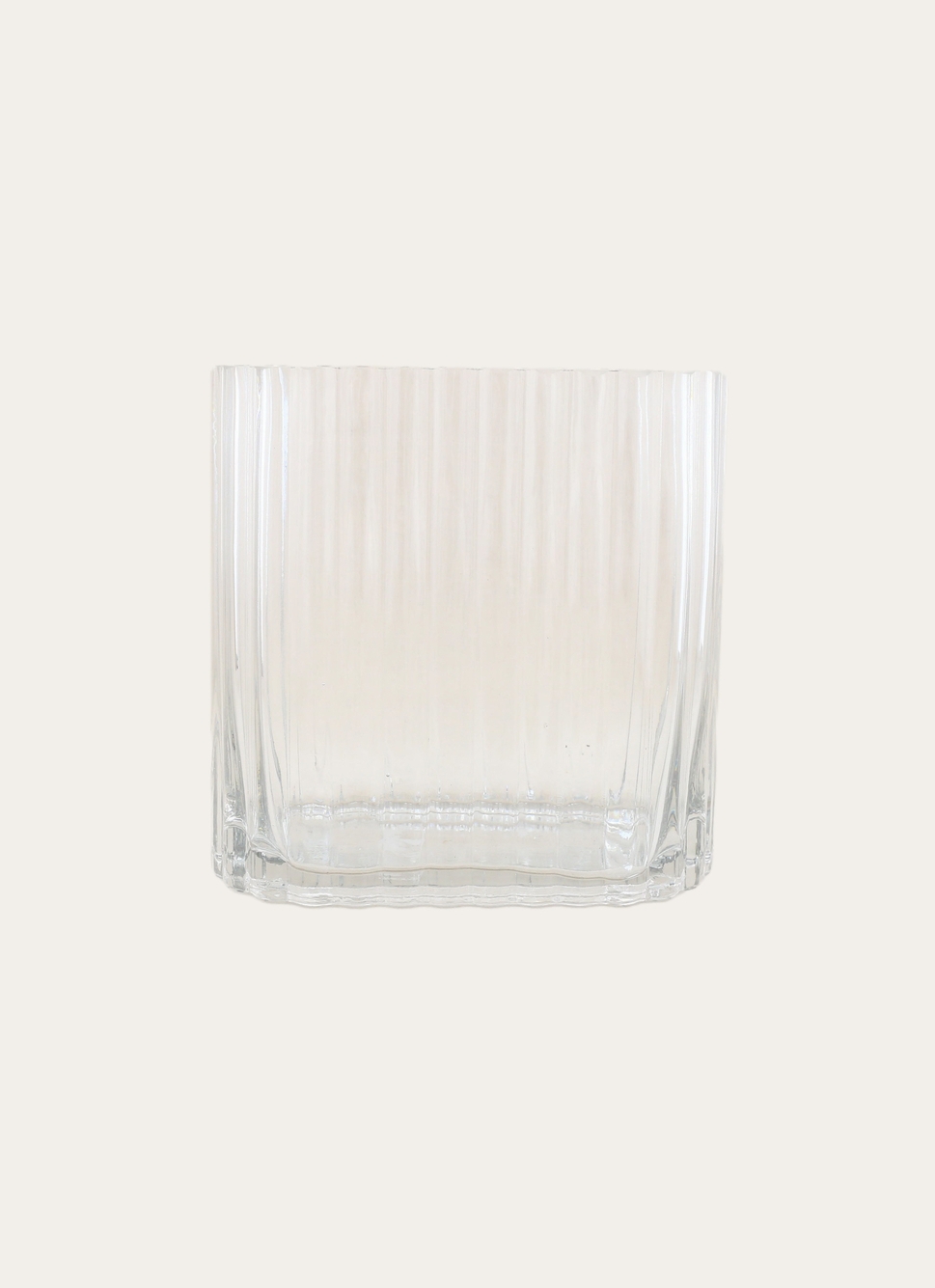VASE RECTANGULAIRE EN VERRE STRIÉ GRAND FORMAT TRANSPARENT