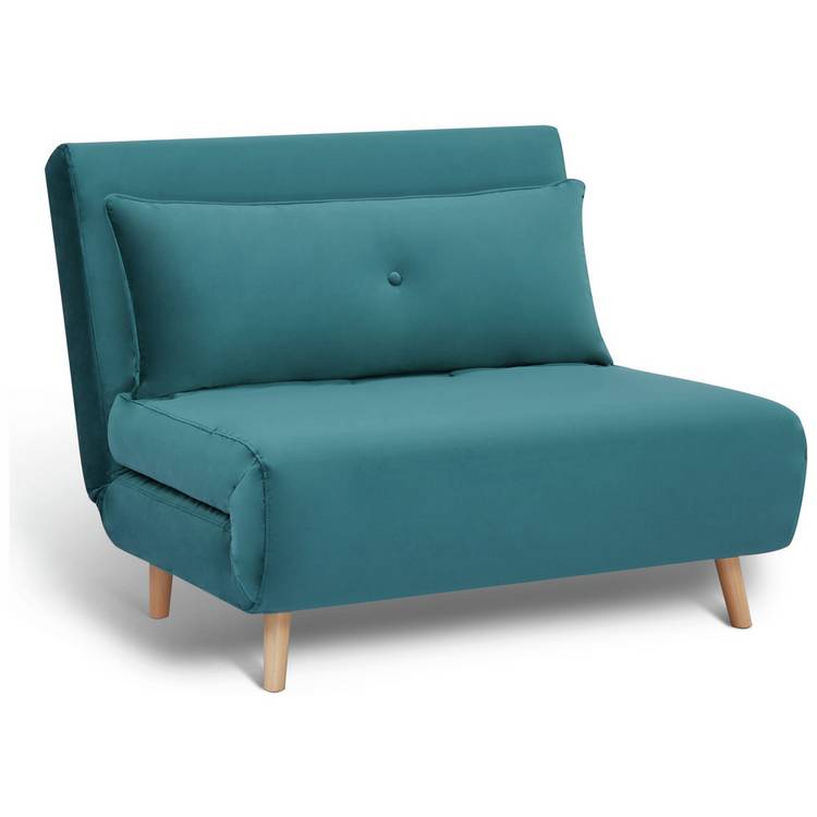 Habitat Roma Small Double Velvet Chairbed - Teal