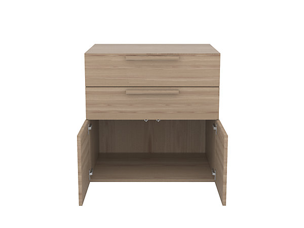 Armoire basse effet chêne 2 portes et 2 tiroirs GoodHome Atomia H. 75 x L. 75 x P. 58 cm